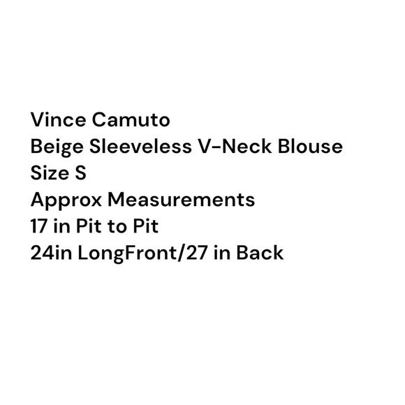 Vince Camuto Pleated V-Neck Sleeveless Beige Blouse Top Hi Low Women’s Sz S-READ - Picture 2 of 8